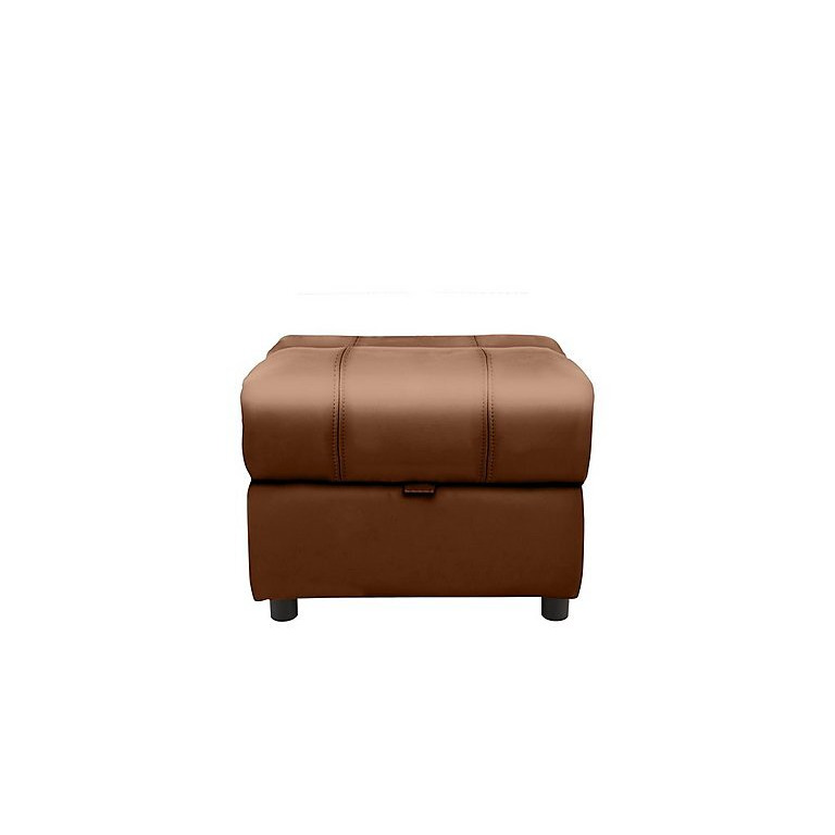 Moreno SK Leather Storage Footstool - Caramel