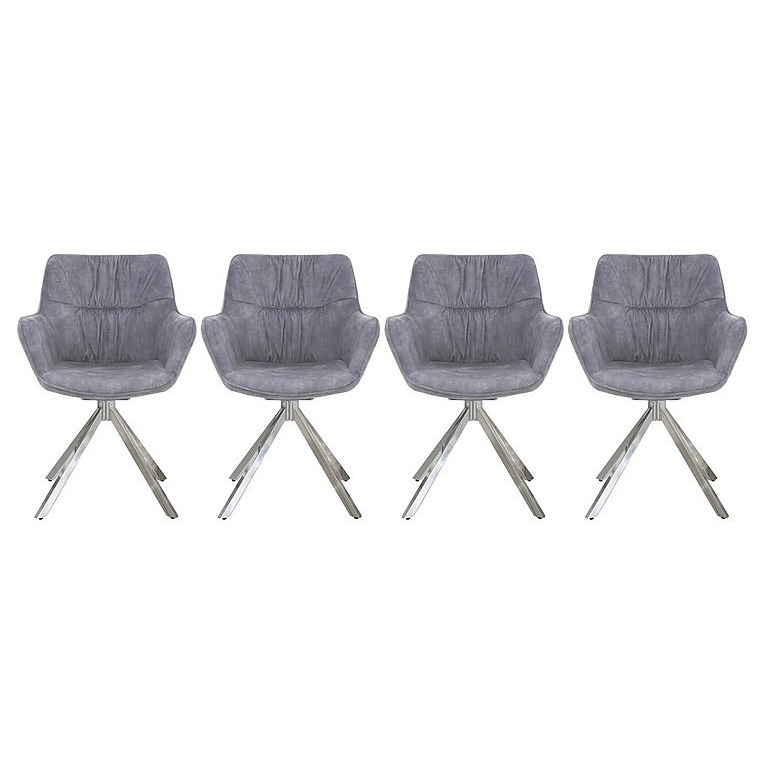 Marvel Chrome Set of 4 Swivel Dining Chairs - Silver