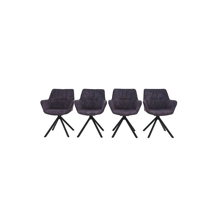 Marvel Black Set of 4 Swivel Dining Chairs - Charcoal