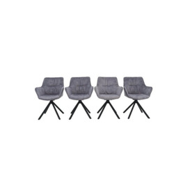 Marvel Black Set of 4 Swivel Dining Chairs - Silver
