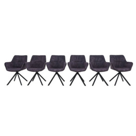 Marvel Black Set of 6 Swivel Dining Chairs - Charcoal