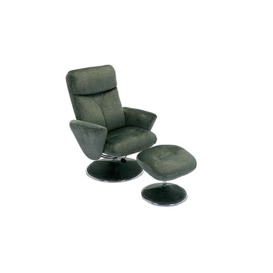 Nice Fabric Swivel Recliner Chair and Footstool - Moss Green