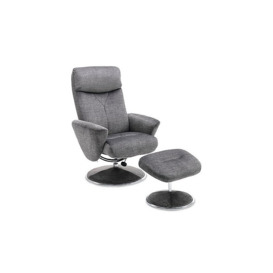 Nice Fabric Swivel Recliner Chair and Footstool - Graphite