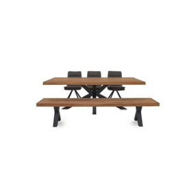 Bodahl - Njord Raw Edge Dining Table with Metal Star Base, Bench and 3 Chairs - 240-cm - Oiled