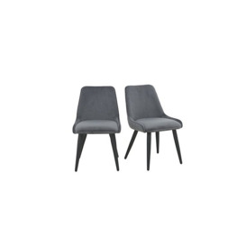 Noir Pair of Dining Chairs - Grey