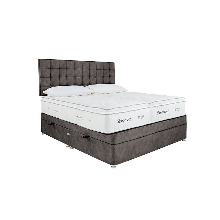 Sleepeezee - Natural Touch 2000 Pillowtop Zip and Link Side Ottoman Divan Set - Dapple Mink