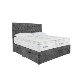 Sleepeezee - Natural Touch 3000 Pillowtop Zip and Link Side Ottoman Divan Set - Daytona Grey