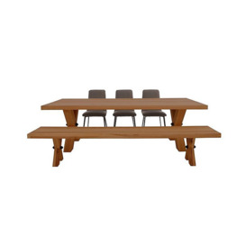 Bodahl - Odin Dining Table with 3 Timm Faux Leather Chairs and a Bench Set - 240-cm - Old Bassano