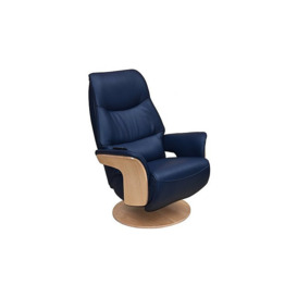 Olaf Leather Look Swivel Recliner Chair - Navy
