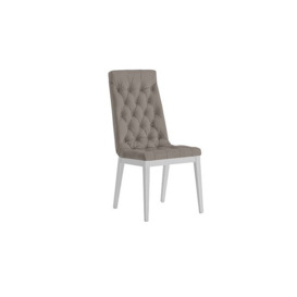 Palazzo Capitonne Buttoned Dining Chair in Glossy White - Scarlet Taupe