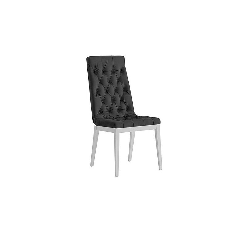 Palazzo Capitonne Buttoned Dining Chair in Glossy White - Scarlet Dark Grey