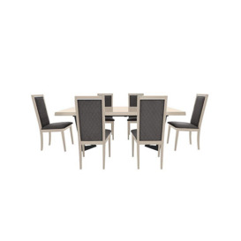 Palazzo 160cm Extending Dining Table in Sand Birch with 6 Rombi Chairs - Aquos Dark Grey