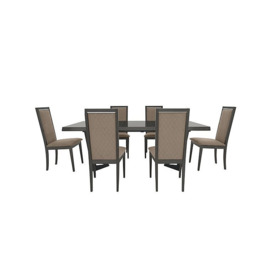 Palazzo 160cm Extending Dining Table in Silver Birch with 6 Rombi Chairs - Aquos Taupe