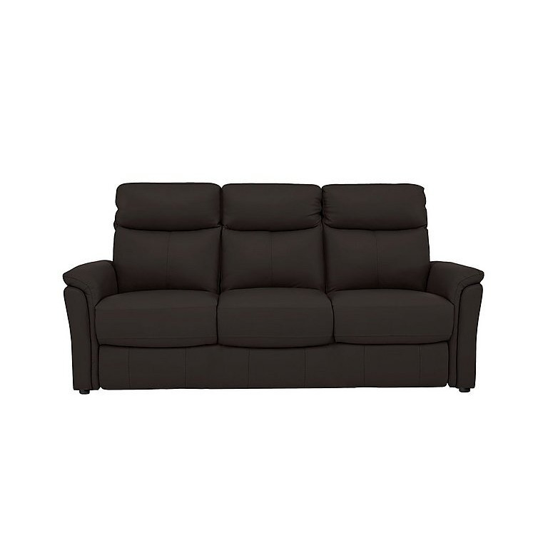 Compact Collection Piccolo 3 Seater BV Leather Static Sofa - Dark Chocolate