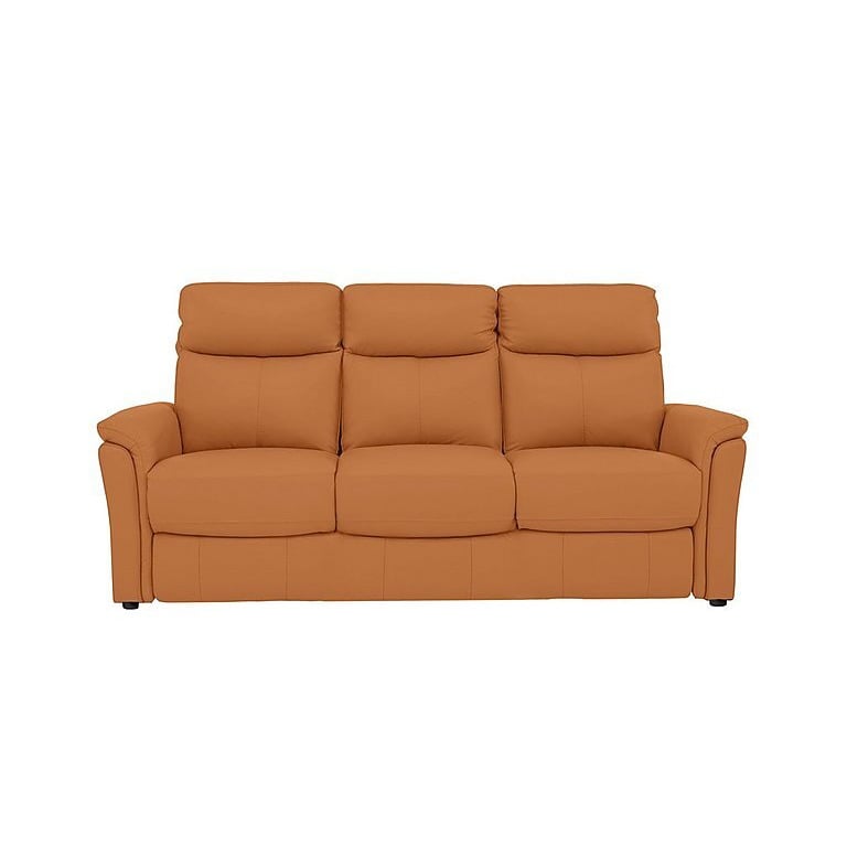 Compact Collection Piccolo 3 Seater BV Leather Static Sofa - BV Honey Yellow