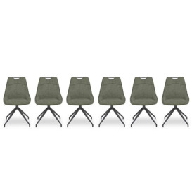 Pedro Set of 6 Fabric Swivel Dining Chairs - Green