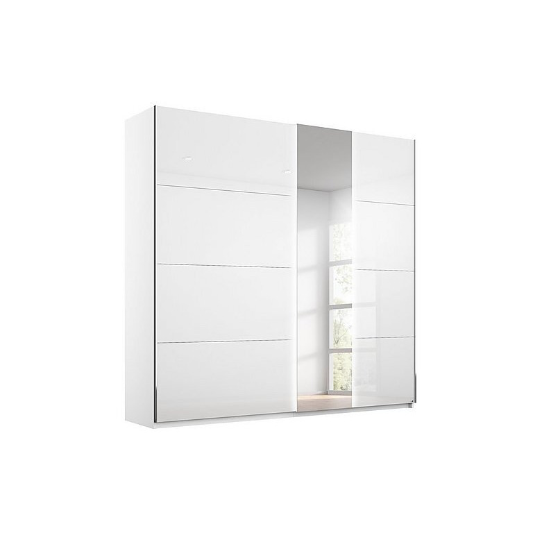 Rauch - Perth Sliding 200cm Wardrobe with Lights - White Carc/White Glass
