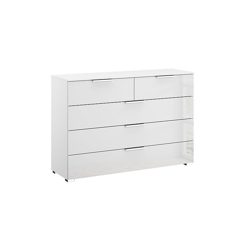 Rauch - Perth 5 Drawer Chest - White Carc/White Glass