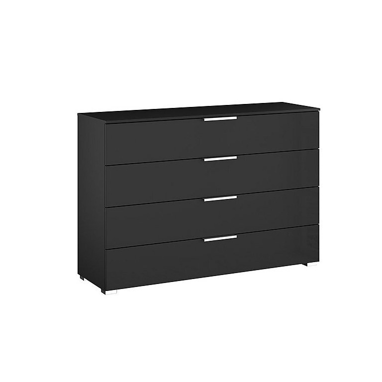 Rauch - Perth 4 Drawer Wide Chest - Black Carc/Black Glass