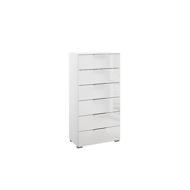 Rauch - Perth 6 Drawer Chest - White Carc/White Glass