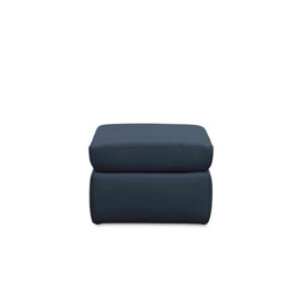 Quinn Leather Storage Footstool - Natural Milled Navy