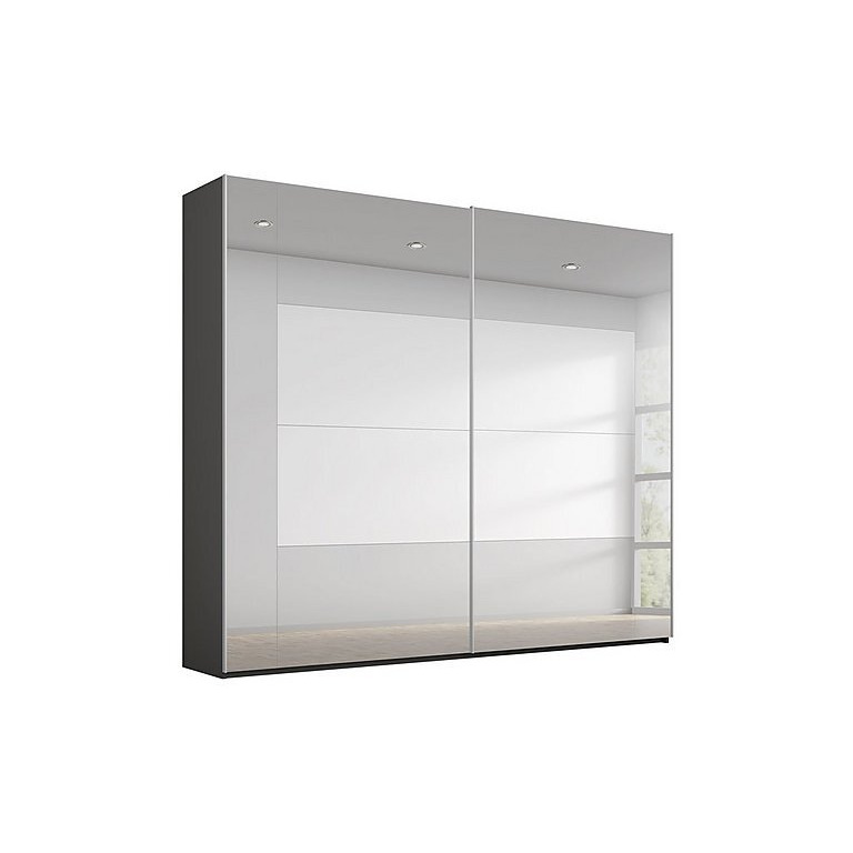 Rauch - Rio 226cm 2 Door Sliding Wardrobe with Premium Interior Fittings Package - Graphite Carc/Grey Mirror