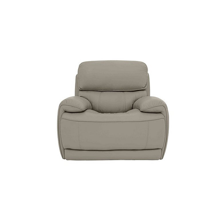 Rocco BV Leather Power Rocker Manual Recliner Armchair with Headrests - Silver Grey