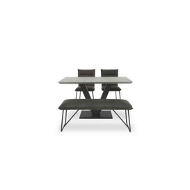 Ruben Dining Table with 2 Faux Suede Chairs and a Standard Bench