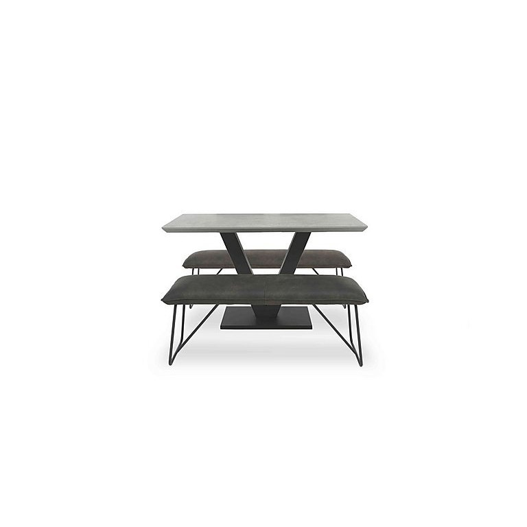 Ruben Dining Table with 2 Faux Suede Standard Benches