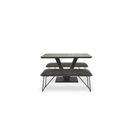 Ruben Dining Table with 2 Faux Suede Standard Benches - Grey Oak