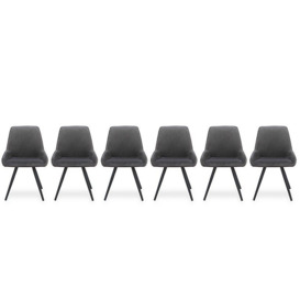 Saigon Set of 6 Velvet Dining Chairs - Granite