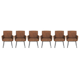 Sam Set of 6 Leather Dining Chairs - Walnut Brown