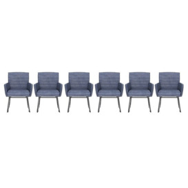 Sam Set of 6 Leather Dining Chairs - Steel Blue