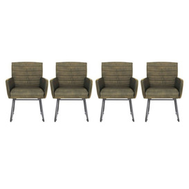 Sam Set of 4 Leather Dining Chairs - Olive