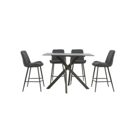 Samurai Table and 4 Faux Leather Bar Stools