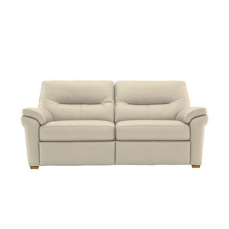 G Plan - Seattle 3 Seater Leather Sofa with Wooden Feet - Cambridge Stone Ok