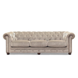 At The Helm - Shackleton 4 Seater Fabric Chesterfield Sofa - Barley