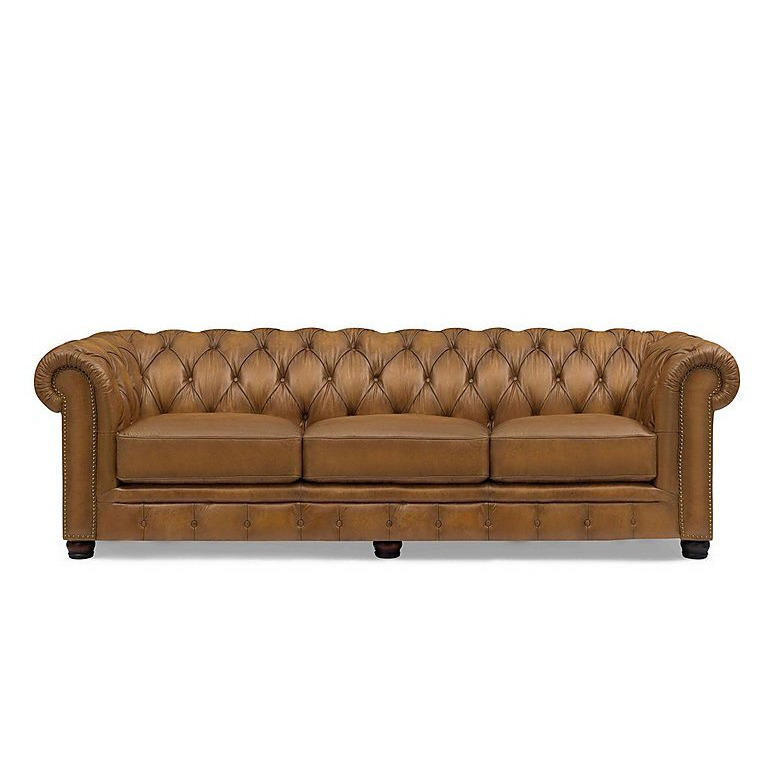 At The Helm - Shackleton 4 Seater Leather Chesterfield Sofa with USB-C - Inca