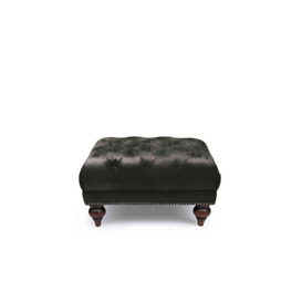 At The Helm - Shackleton Leather Square Footstool with Turned Feet - Cannon
