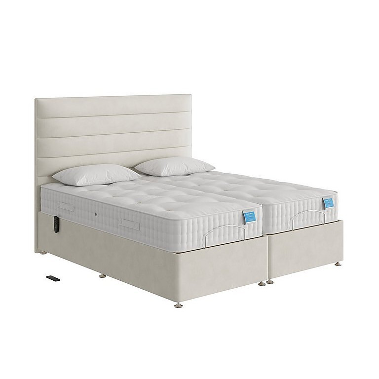 Sleep Story - Natural Comfort Adjustable Soft Divan Bed With 4 Drawer Storage - King Size - Lace Ivory