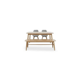 Stockholm Extending Dining Table with 2 Upholstered Chairs and a Bench - Light Oak