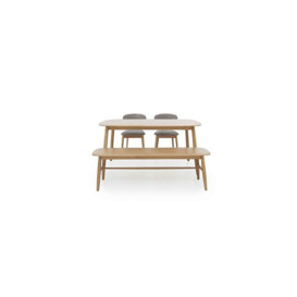 Stockholm Fixed Dining Table with 2 Wooden Chairs and a Bench - Light Oak