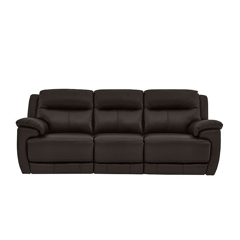 Touch 3 Seater BV Leather Sofa with Manual Recliner - Dark Chocolate