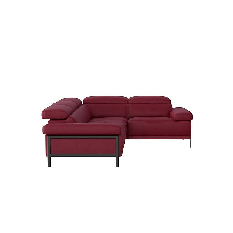Nicoletti - Theron NC Leather Left Hand Facing Corner Sofa with Titanium Feet - Dali Bordeaux