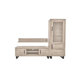 Bodahl - Terra Small Media Set with TV Unit, Display Cabinet and 150cm Wall Shelf - White Wash