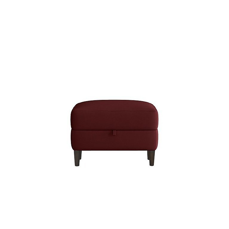Uno HW Leather Storage Footstool - Deep Red