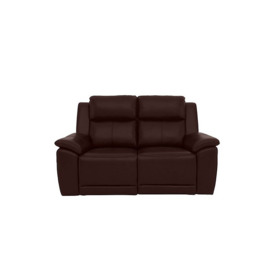 Utah 2 Seater Leather Recliner Sofa with Headrests and Power Lumbar - Burgundy
