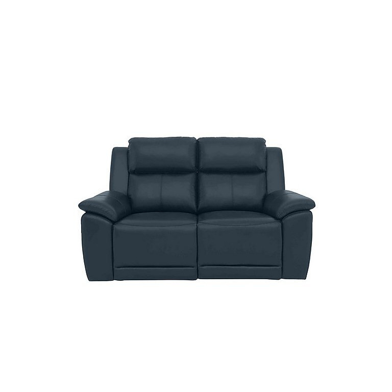 Utah 2 Seater Leather Recliner Sofa with Headrests and Power Lumbar - Natural Milled Navy