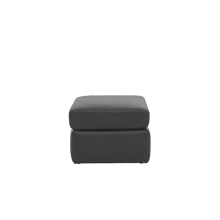 Utah Leather Storage Footstool - Grey