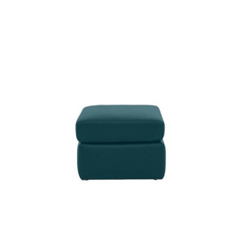 Utah Leather Storage Footstool - Midnight Jade